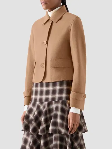 Akris punto Women's Boxy Wool-Blend Jacket - Camel | Thumbnail 6