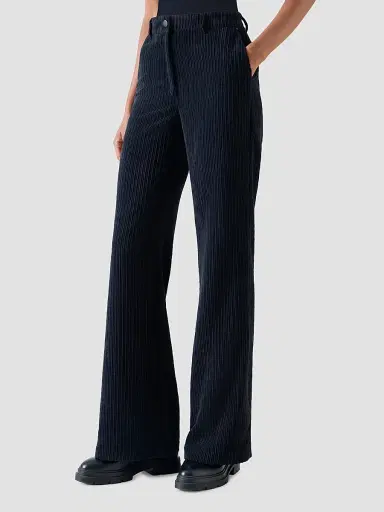 Akris punto Women's Celia Techno Corduroy Pants - Navy | Thumbnail 5