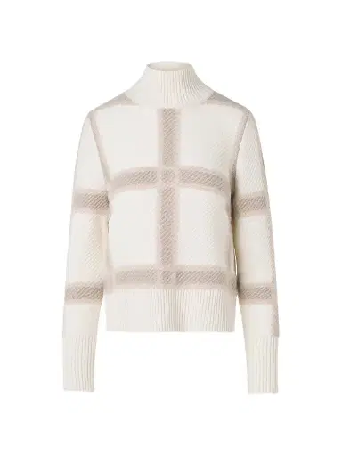 Akris punto Women's Intarsia Plaid Wool-Cashmere Sweater - Winter White Cashew Oat | Thumbnail 1