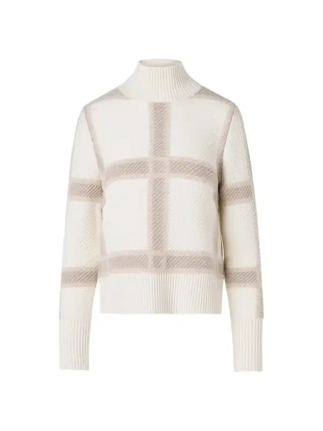 Akris punto Women's Intarsia Plaid Wool-Cashmere Sweater - Winter White Cashew Oat