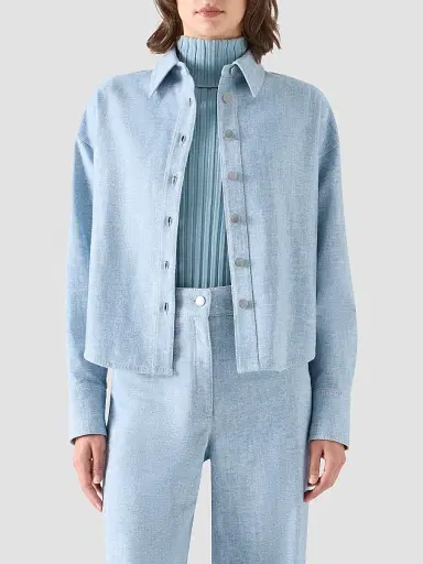 Akris punto Women's Winter Denim Shirt - Light Blue | Thumbnail 4