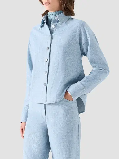 Akris punto Women's Winter Denim Shirt - Light Blue | Thumbnail 6