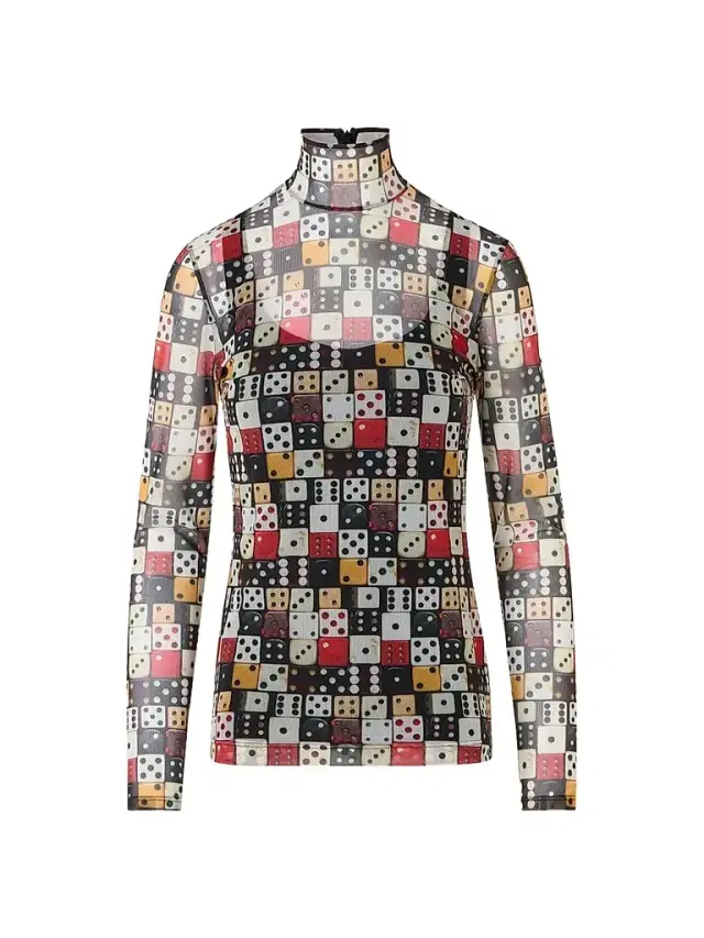 Akris punto Women's Dice Print Tulle Top