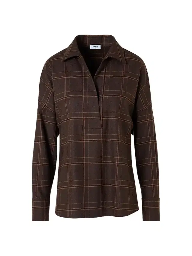 Akris punto Women's Blanket Checked Wool-Blend Flannel Blouse - Espresso Caramel