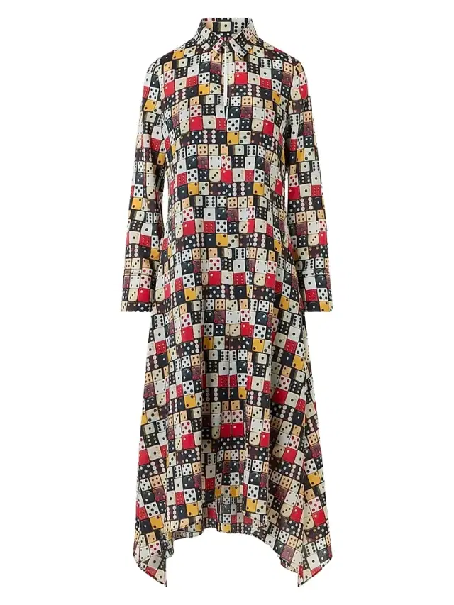 Akris punto Women's Small Dice-Print Wool Shirtdress