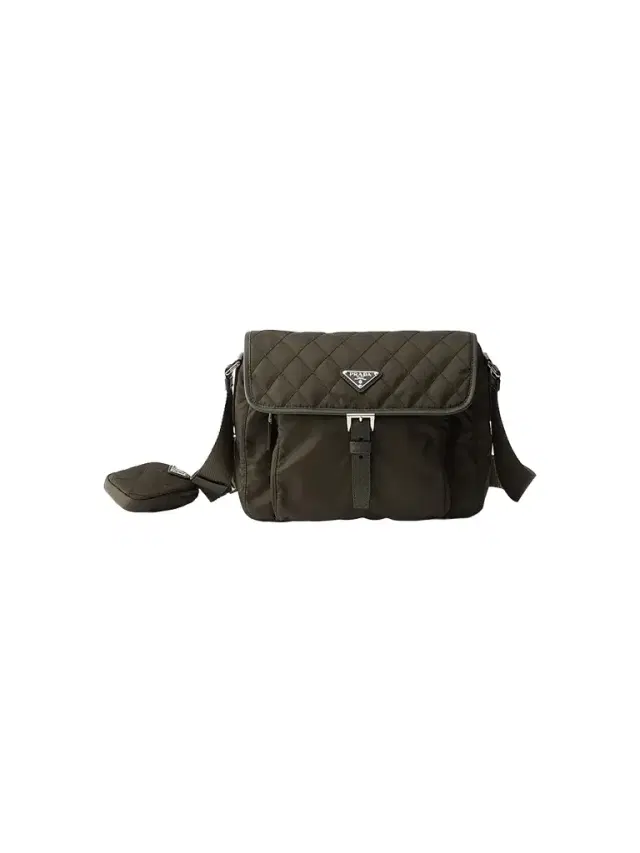 Women's Quilted Nylon Shoulder Bag - Green