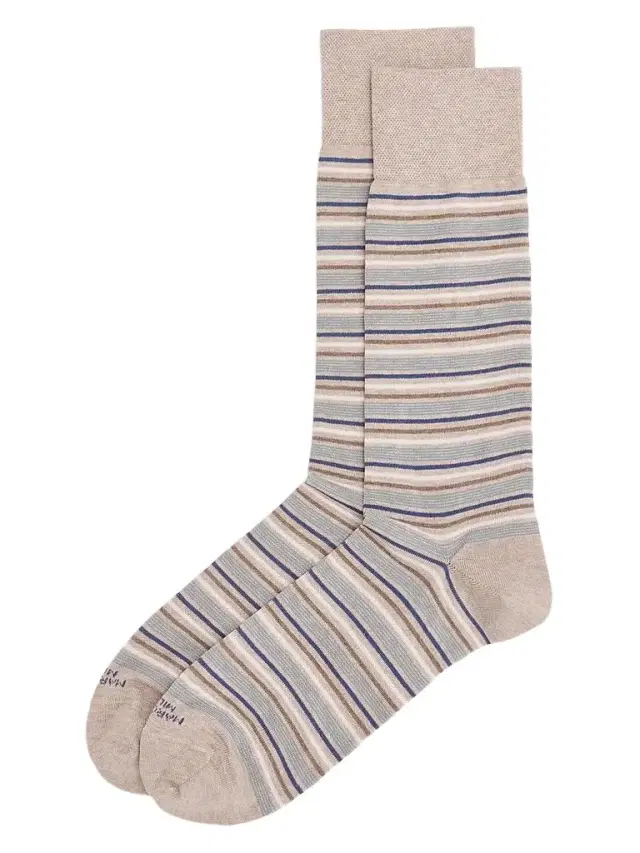 Marcoliani Men's Torino Striped Cotton-Nylon Socks - Beige