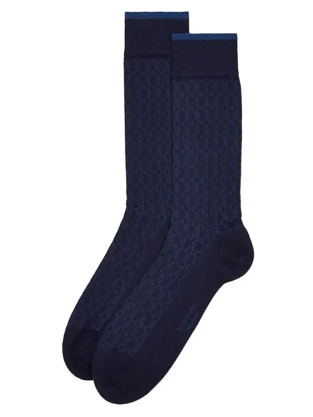 Men's Diamond Vintage Texture Cotton-Nylon Socks - Navy