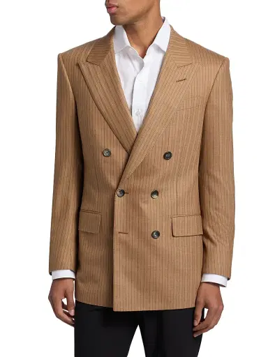 Tom Ford Men's Herringbone Stripe Double-Breasted Blazer | Thumbnail 2 Tom Ford Men's Herringbone Stripe Double-Breasted Blazer | Thumbnail 2