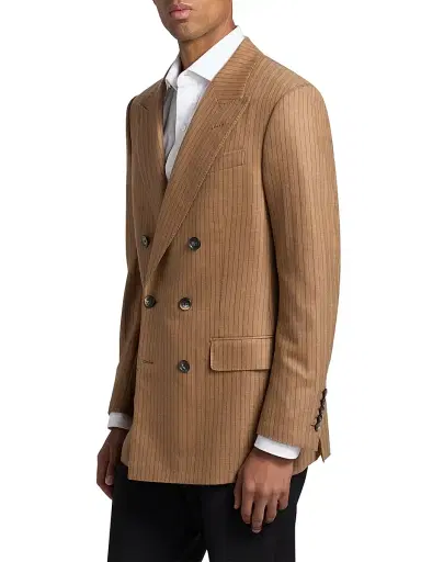 Tom Ford Men's Herringbone Stripe Double-Breasted Blazer | Thumbnail 3 Tom Ford Men's Herringbone Stripe Double-Breasted Blazer | Thumbnail 3