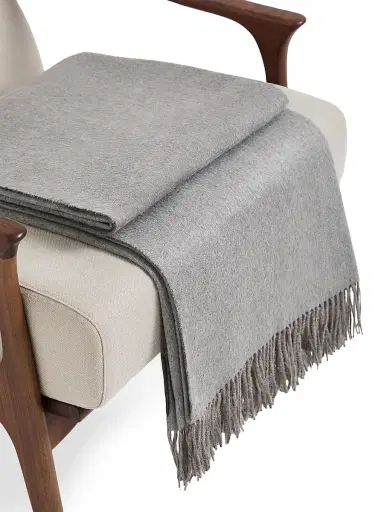 Brunello Cucinelli Silk Double Cloth Throw with Fringe | Thumbnail 3 Brunello Cucinelli Silk Double Cloth Throw with Fringe | Thumbnail 3