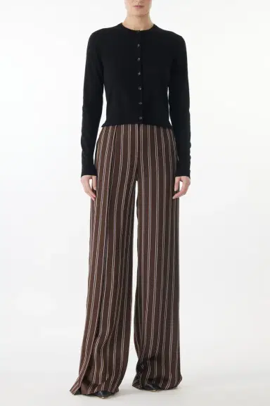 Jason Wu Collection MERINO KNIT CARDIGAN WITH WOVEN STRIPED BACK | Thumbnail 3