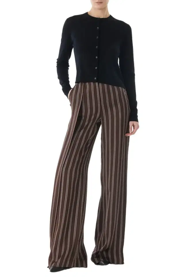 Jason Wu Collection MERINO KNIT CARDIGAN WITH WOVEN STRIPED BACK