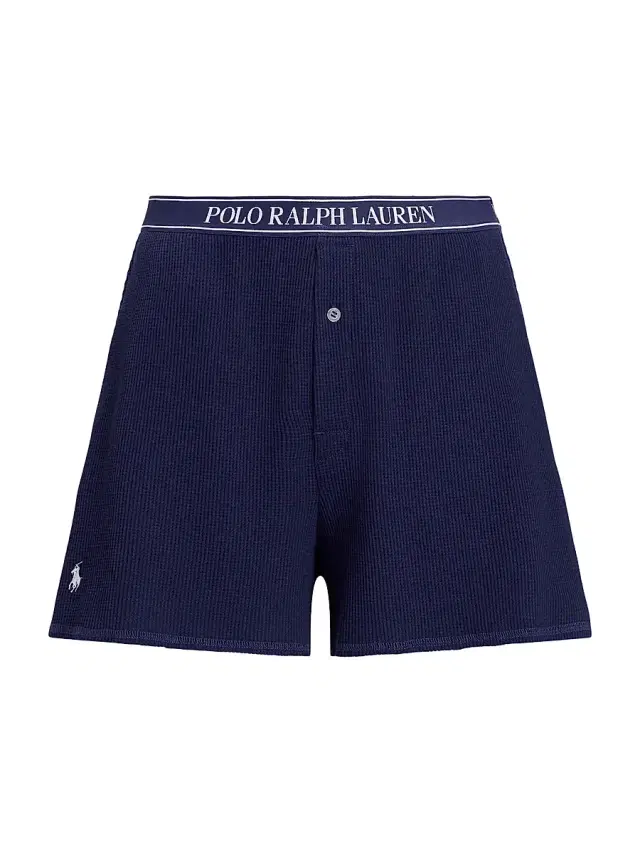 Polo Ralph Lauren Women's Club Waffle Stretch-Cotton Boxer Shorts - Navy
