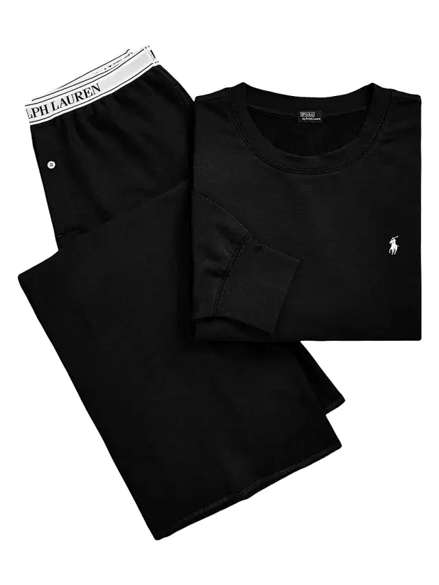Polo Ralph Lauren Women's French Terry 2-Piece Pajama Set - Polo Black