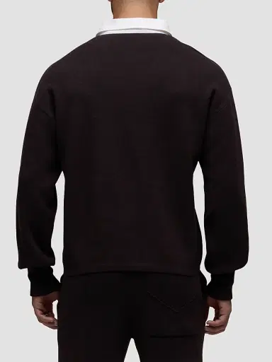 Hudson Jeans Men's Contrast Cotton-Cashmere Long-Sleeve Polo Shirt - Motor | Thumbnail 3 Hudson Jeans Men's Contrast Cotton-Cashmere Long-Sleeve Polo Shirt - Motor | Thumbnail 3