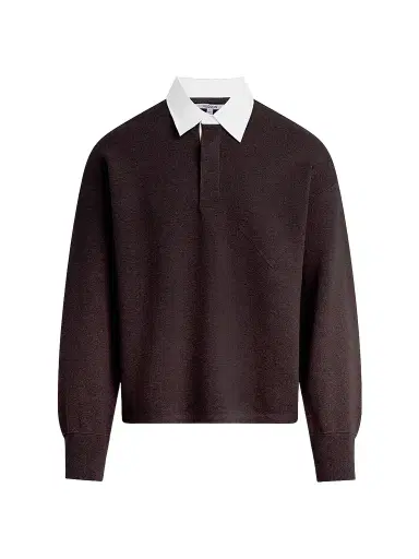 Hudson Jeans Men's Contrast Cotton-Cashmere Long-Sleeve Polo Shirt - Motor | Thumbnail 1 Hudson Jeans Men's Contrast Cotton-Cashmere Long-Sleeve Polo Shirt - Motor | Thumbnail 1