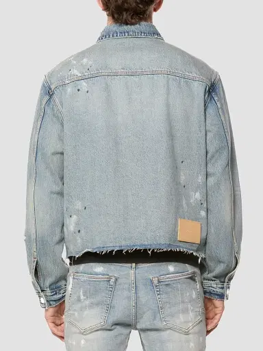 Purple Brand Men's Distressed Denim Jacket - Light Indigo - Size XXL | Thumbnail 2