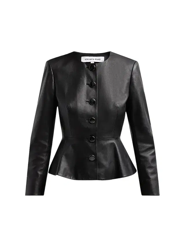 Veronica Beard Women's Quinn Leather Peplum Jacket - Black
