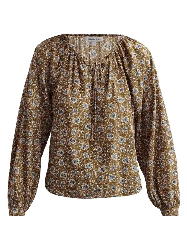 Veronica Beard Women's Rhosen Floral Silk-Blend Tieneck Blouse - Acorn Multi