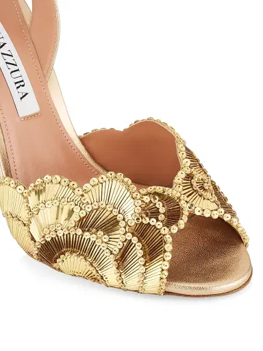 Aquazzura Women's Ce Soir Metallic Leather Stiletto Sandals | Thumbnail 5 Aquazzura Women's Ce Soir Metallic Leather Stiletto Sandals | Thumbnail 5