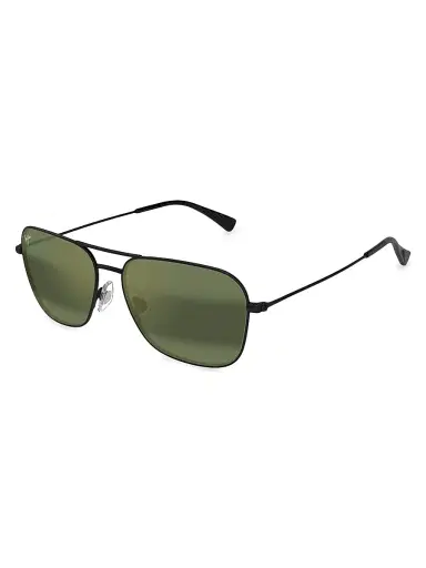 Maui Jim Men's Elua Naauao 58MM Aviator Sunglasses - Green Matte Black | Thumbnail 1