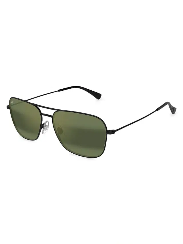 Men's Elua Naauao 58MM Aviator Sunglasses - Green Matte Black
