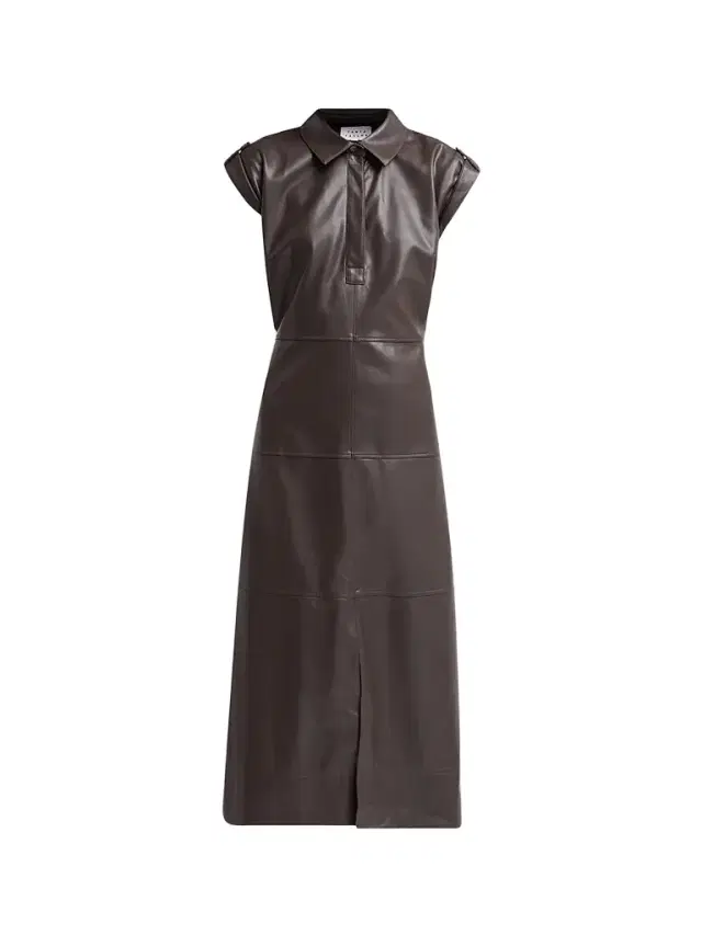 Tanya Taylor Women's Shivi Faux Leather Midi Dress - Dark Fig