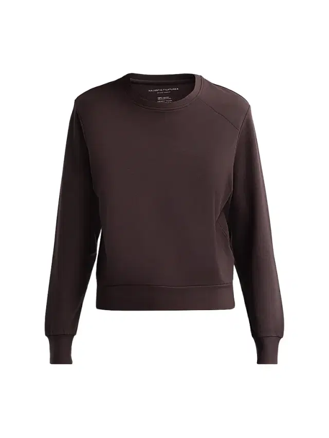 Majestic Filatures Women's French Terry Crop Crewneck Sweatshirt - Chocolate Mousse