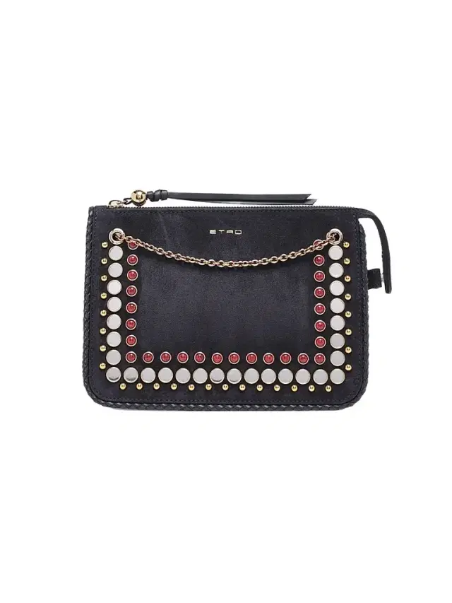 Etro Women's Studded Suede Crossbody Clutch - Blue