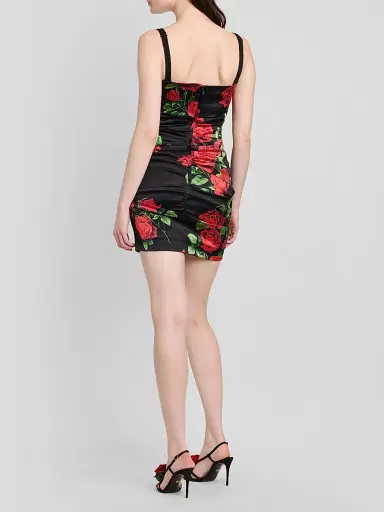 Dolce & Gabbana Women's Floral Stretch-Silk Ruched Minidress - Rose Rosse Nero - Size 10 | Thumbnail 3 Dolce & Gabbana Women's Floral Stretch-Silk Ruched Minidress - Rose Rosse Nero - Size 10 | Thumbnail 3