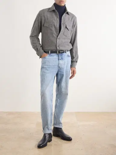 ELEVENTY Texas Houndstooth Wool and Cashmere-Blend Shirt - Men | Thumbnail 2
