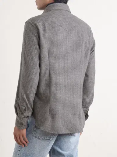 ELEVENTY Texas Houndstooth Wool and Cashmere-Blend Shirt - Men | Thumbnail 4