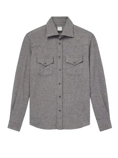 ELEVENTY Texas Houndstooth Wool and Cashmere-Blend Shirt - Men | Thumbnail 1