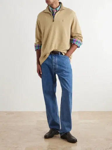 Polo Ralph Lauren Logo-Embroidered Cotton-Jersey Half-Zip Sweater - Men | Thumbnail 2