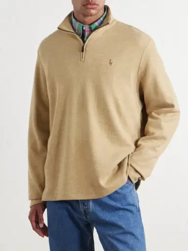 Polo Ralph Lauren Logo-Embroidered Cotton-Jersey Half-Zip Sweater - Men | Thumbnail 3