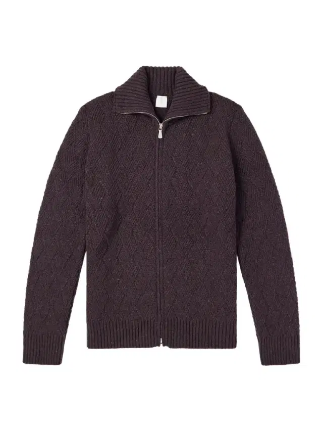 ELEVENTY Cable-Knit Wool and Cashmere-Blend Zip-Up Sweater - Men