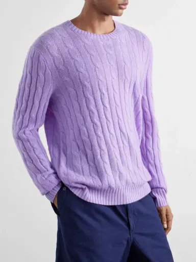 Polo Ralph Lauren Logo-Embroidered Cable-Knit Cashmere Sweater - Men | Thumbnail 3