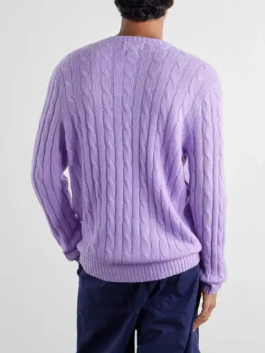 Polo Ralph Lauren Logo-Embroidered Cable-Knit Cashmere Sweater - Men | Thumbnail 4