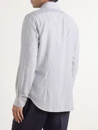 ELEVENTY Striped Lyocell and Cotton-Blend Shirt - Men | Thumbnail 4