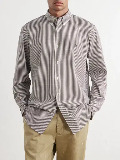 Polo Ralph Lauren Logo-Embroidered Striped Cotton-Blend Poplin Shirt - Men | Thumbnail 3