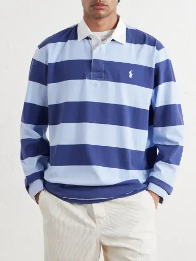 Polo Ralph Lauren Logo-Embroidered Striped Cotton-Jersey Polo Sweater - Men | Thumbnail 3