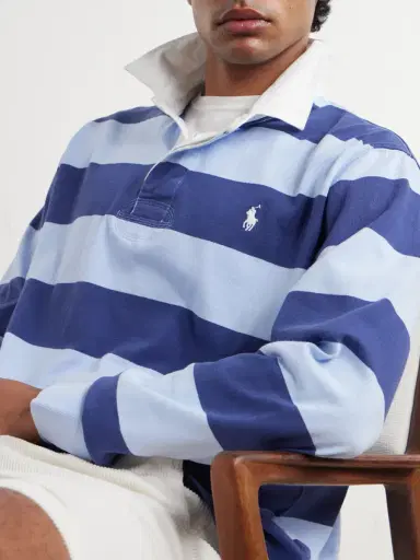 Polo Ralph Lauren Logo-Embroidered Striped Cotton-Jersey Polo Sweater - Men | Thumbnail 5