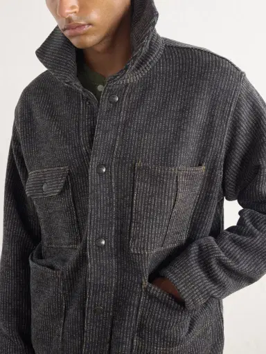 RRL Charles Striped Cotton-Blend Fleece Jacket - Men | Thumbnail 5