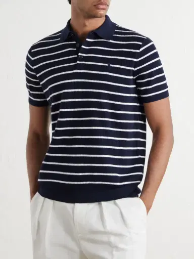 Polo Ralph Lauren Logo-Embroidered Striped Ribbed Cotton Polo Shirt - Men | Thumbnail 3