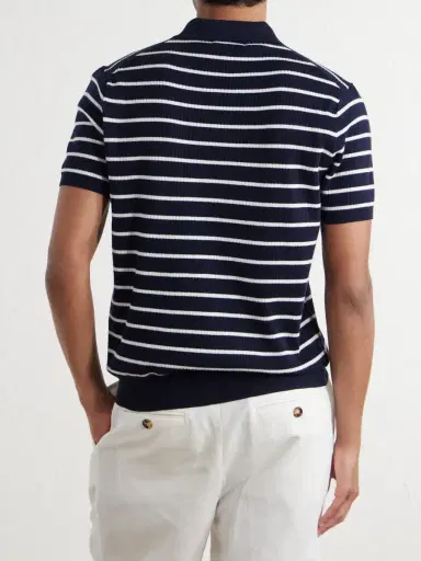 Polo Ralph Lauren Logo-Embroidered Striped Ribbed Cotton Polo Shirt - Men | Thumbnail 4