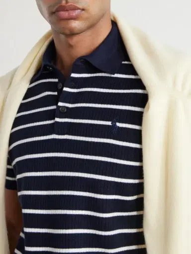 Polo Ralph Lauren Logo-Embroidered Striped Ribbed Cotton Polo Shirt - Men | Thumbnail 5