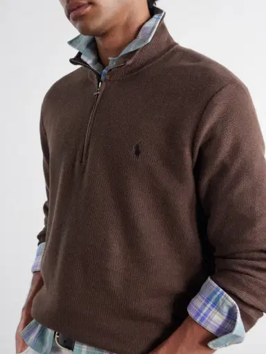 Polo Ralph Lauren Logo-Embroidered Textured-Cotton Half-Zip Sweater - Men | Thumbnail 5