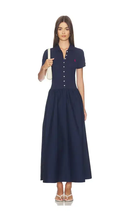 Polo Ralph Lauren Poplin Collared Short Sleeve A Line Dresses