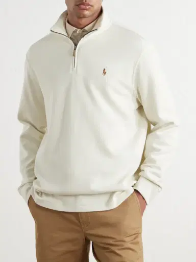 Polo Ralph Lauren Logo-Embroidered Ribbed Cotton Half-Zip Sweater - Men | Thumbnail 3
